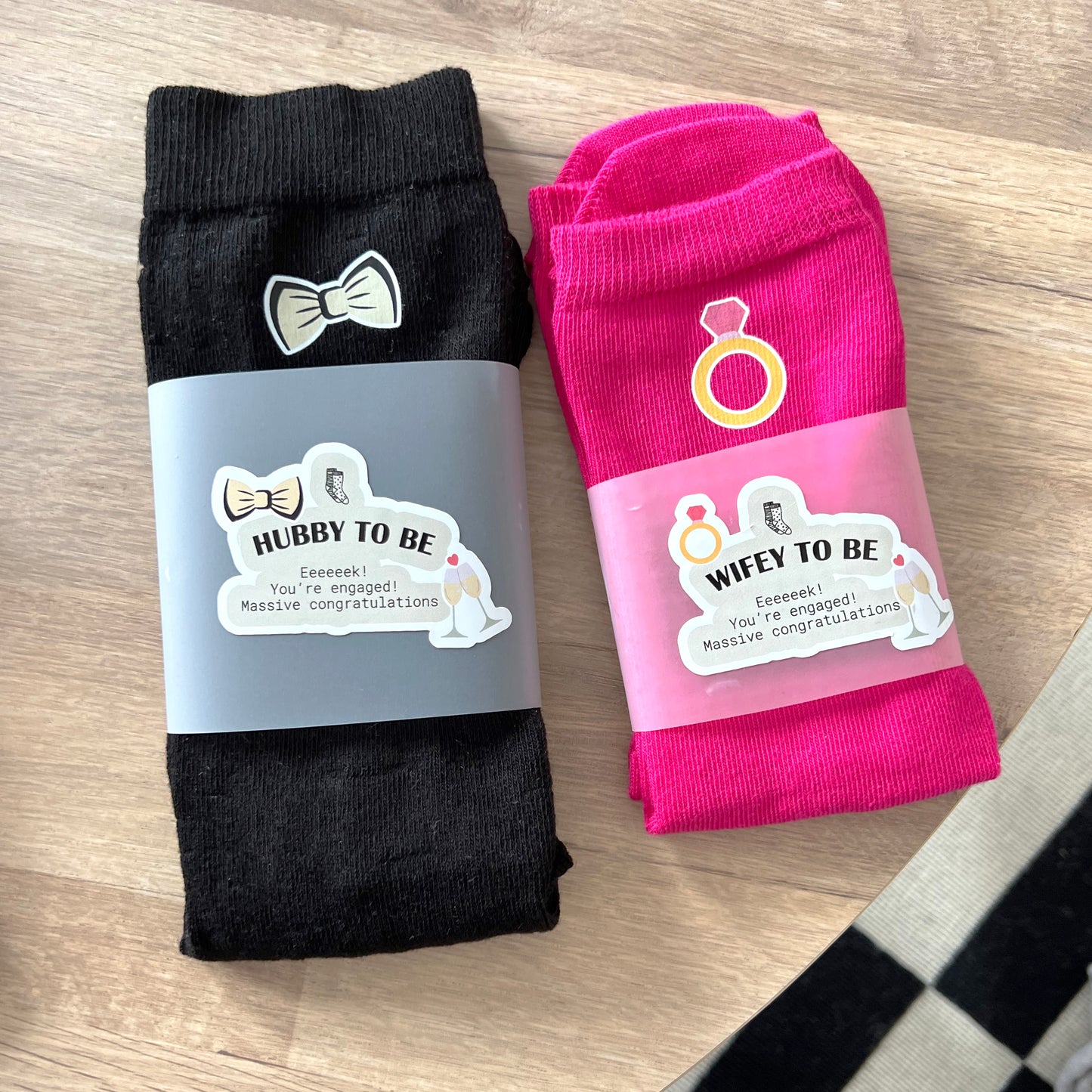 Engagement Wrapped Black Cotton Gift Socks