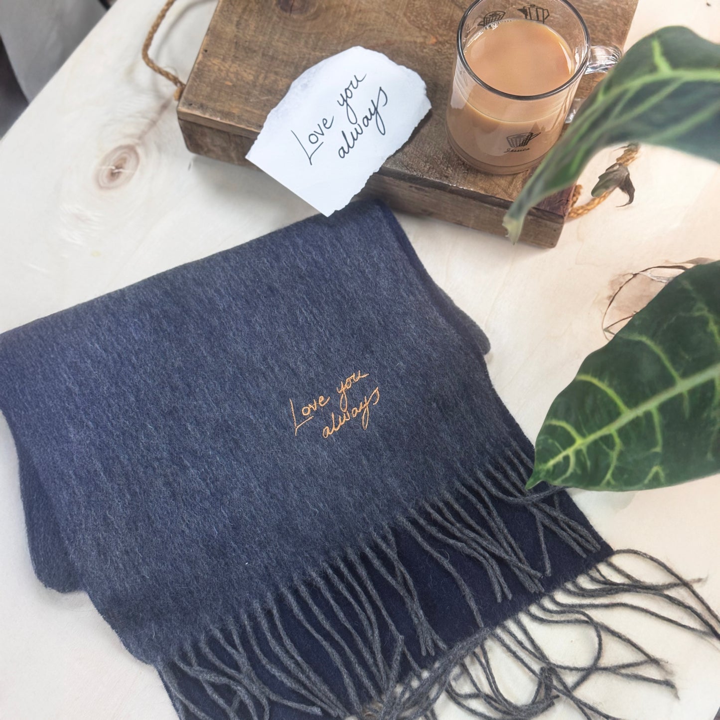 Handwriting Message Lambswool Scarf
