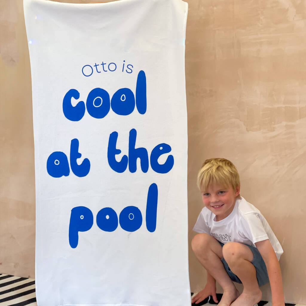 Cool For The Pool Personalised Beach Towel