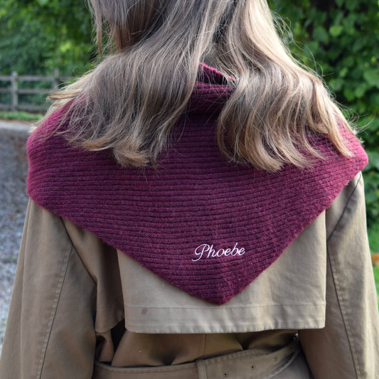 Embroidered Triangle Scarf