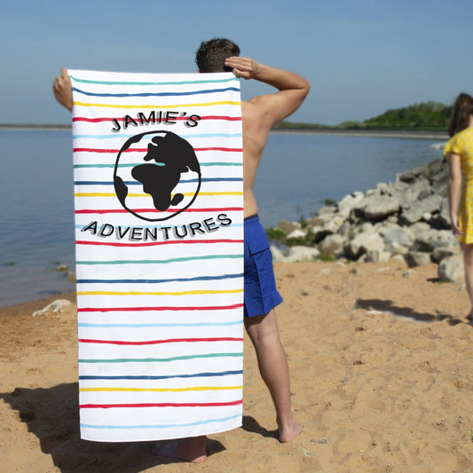 Personalised Travel Adventure Beach Towel, Beach Towel, - ALPHS 