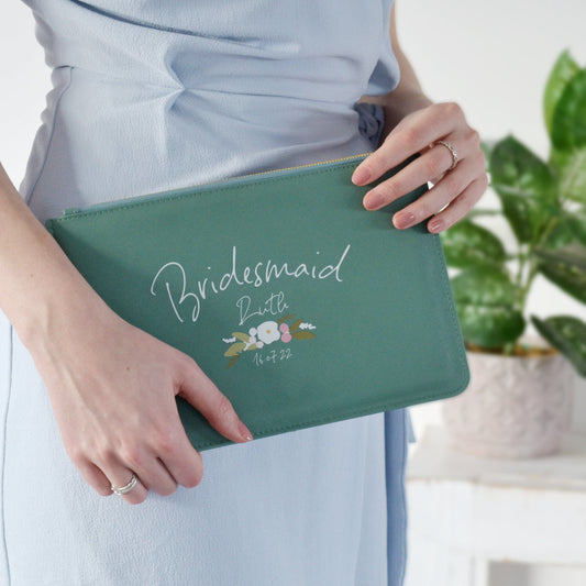 Personalised Bridesmaid Gift Clutch Bag
