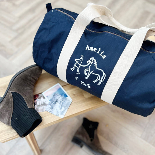 Horse And Owner Personalised Duffle Bag