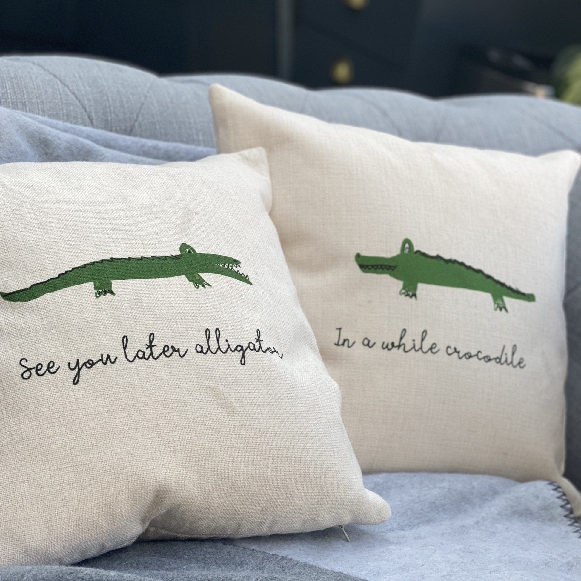 Hidden message set of two see you later alligator cushions, cushion, - ALPHS 