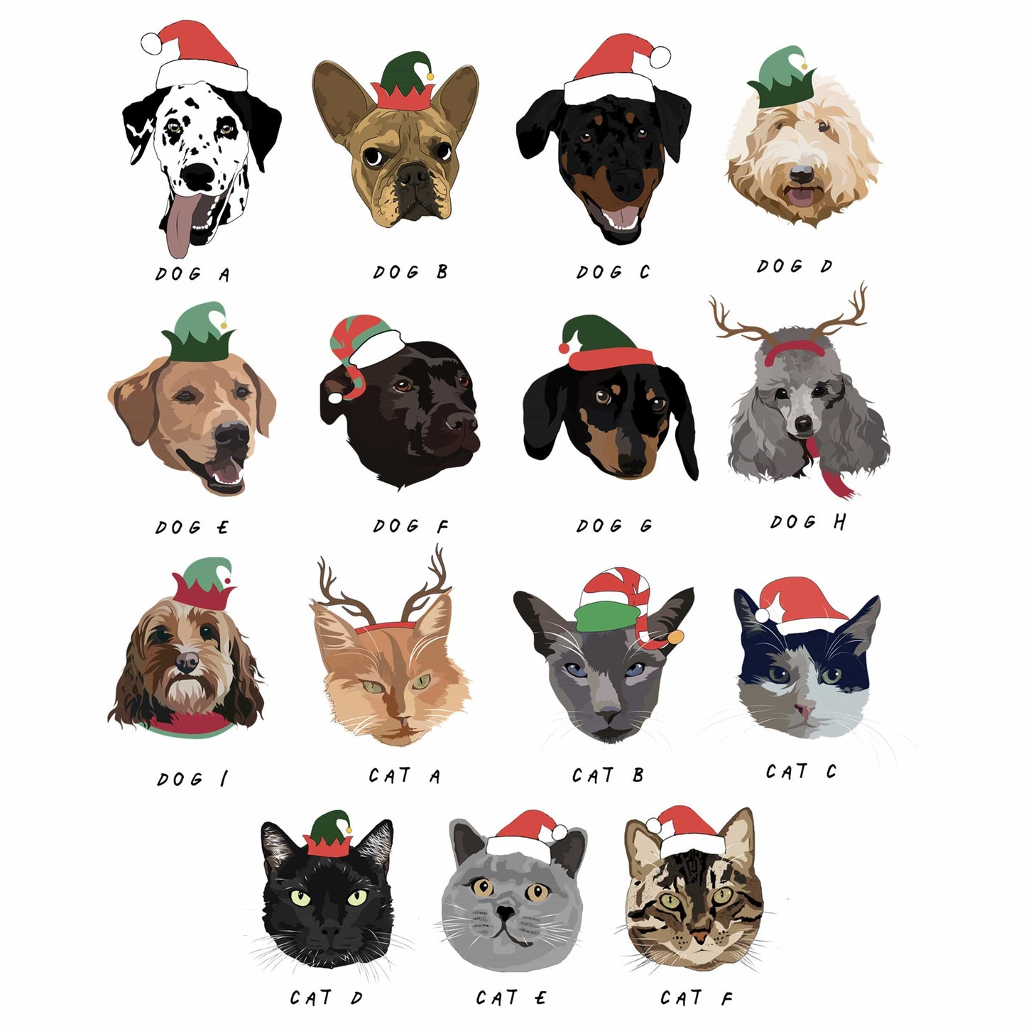 Personalised Christmas Pet Illustration Bandana