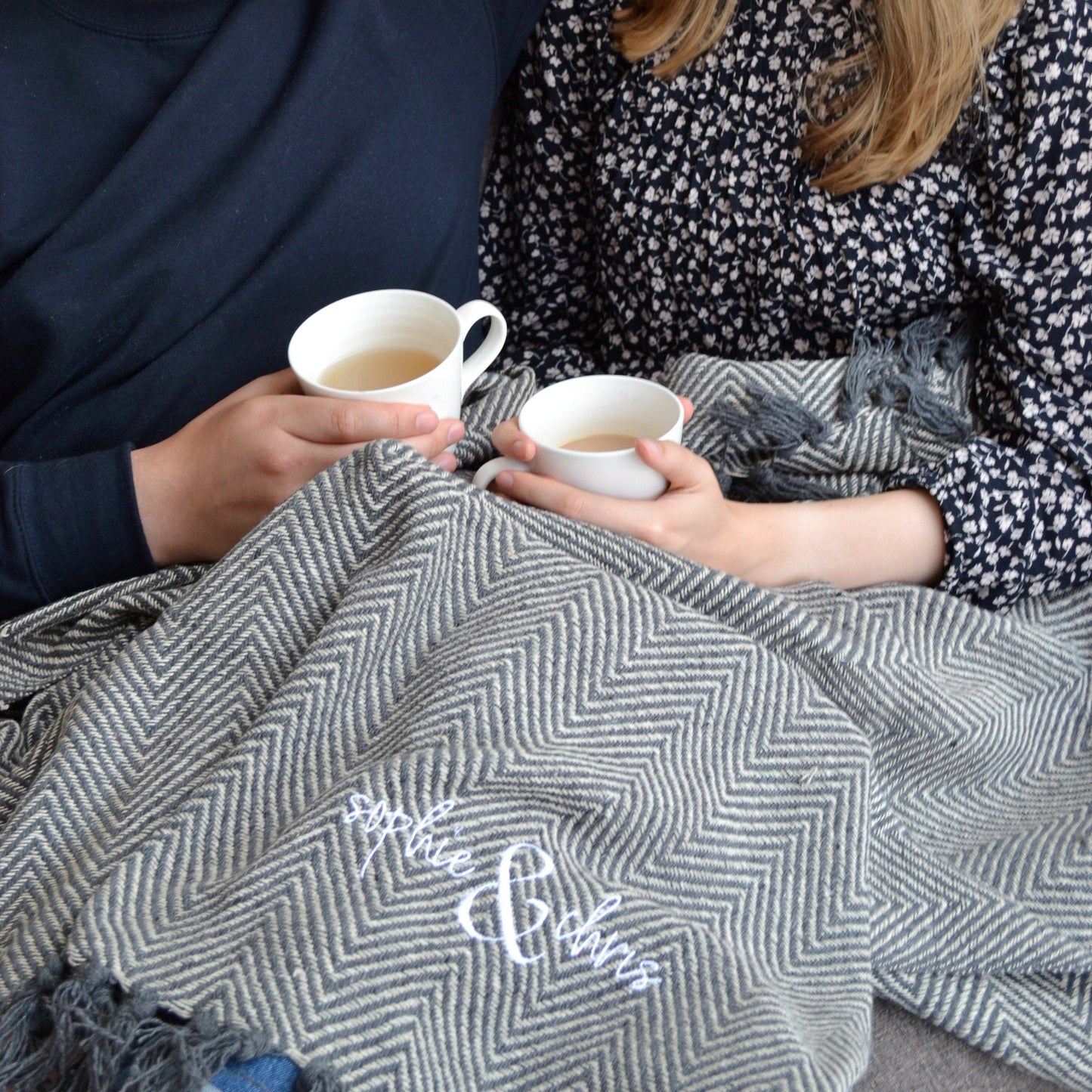 Couples Personalised Embroidered Blanket