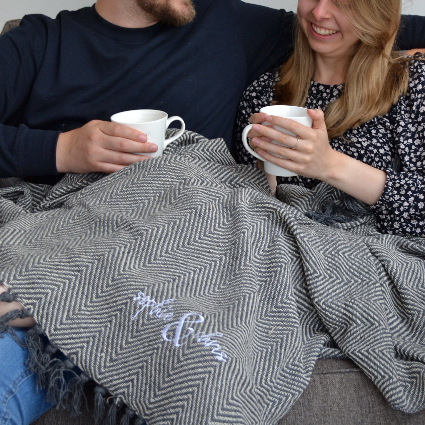 Couples Personalised Embroidered Blanket