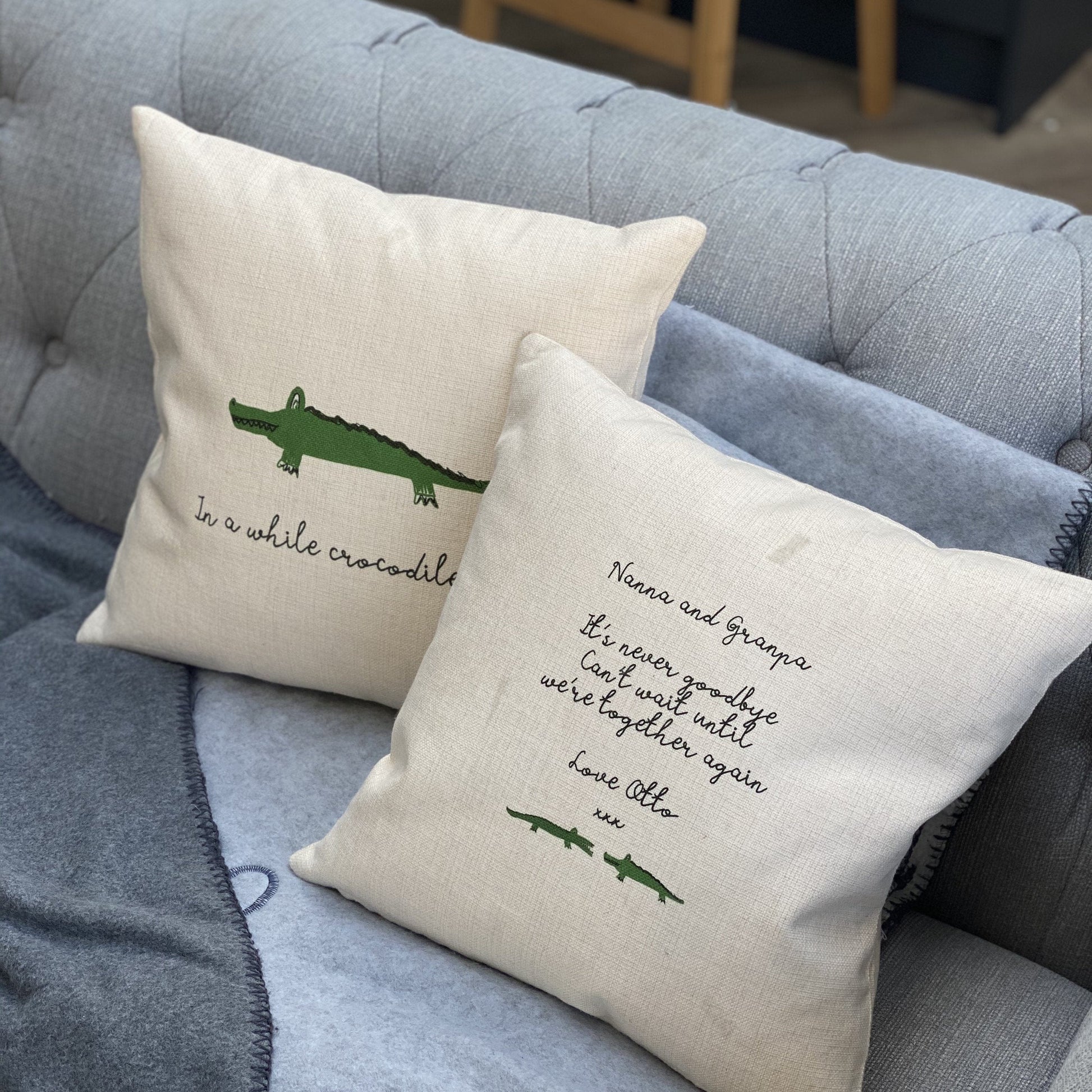 Hidden message set of two see you later alligator cushions, cushion, - ALPHS 