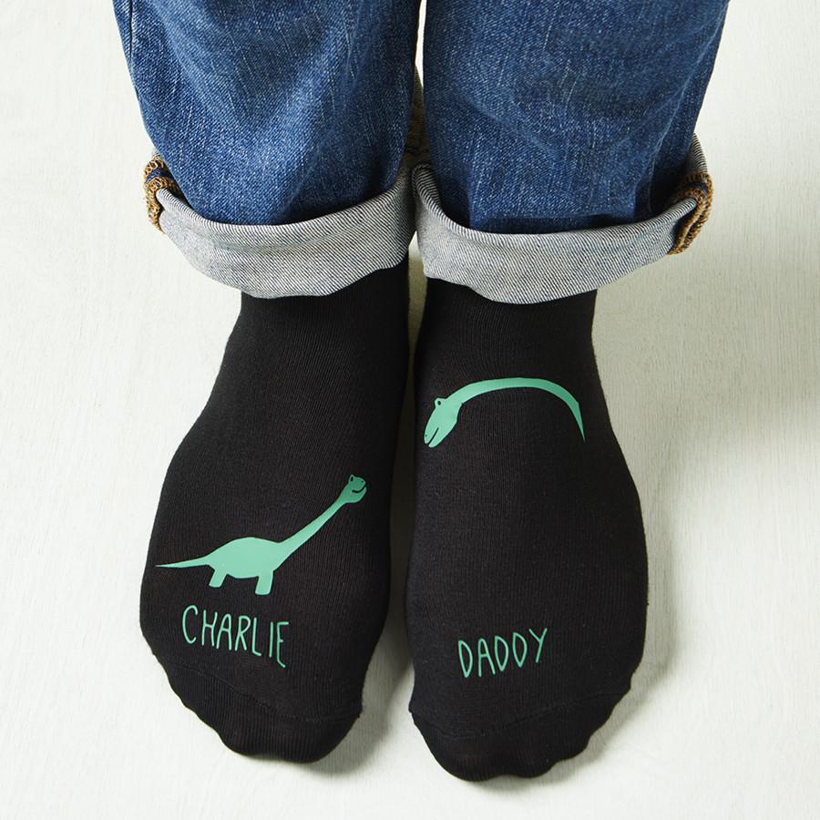 Personalised Daddy And Me Dinosaur Socks, Socks, - ALPHS 