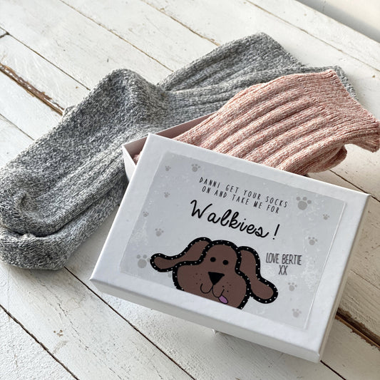 Set of Two Dog Walking Socks Personalised Gift Set