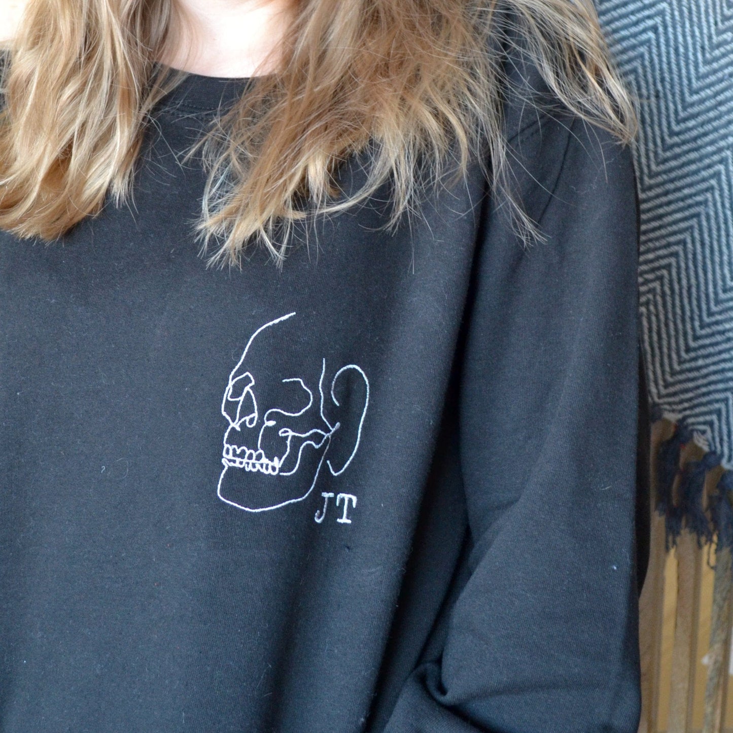Personalised Embroidered Skull Halloween Jumper