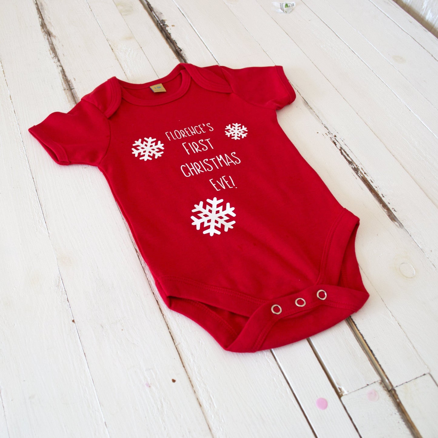 First Christmas Eve Snowflake Babygrow, Baby grow, - ALPHS 