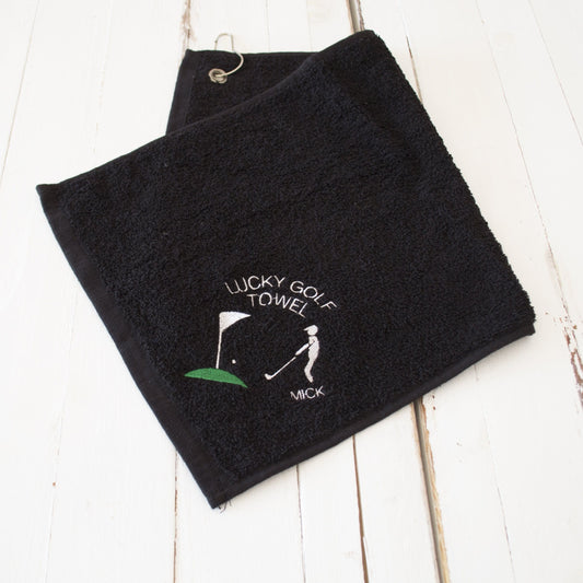 Personalised Lucky Golf Towel Scene, golf towel, - ALPHS 