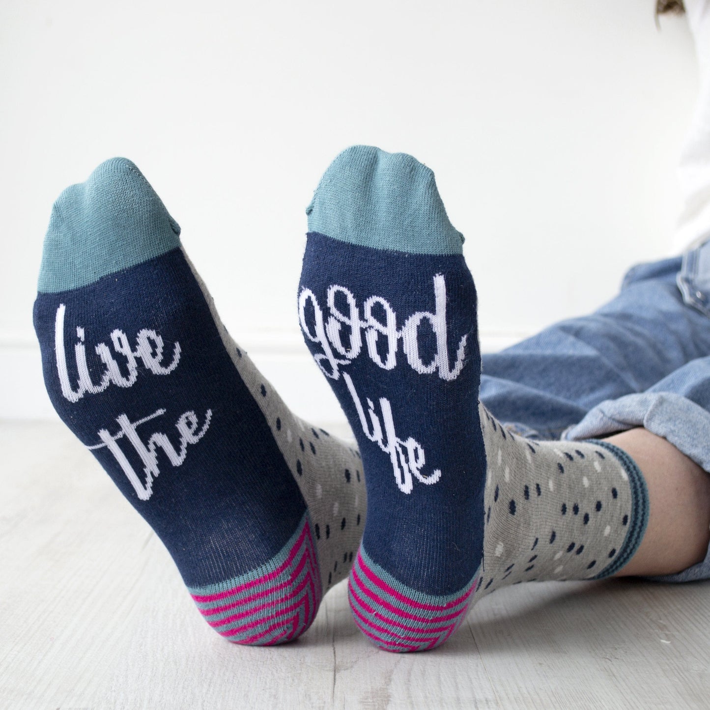 Live The Good Life Women's Slogan Gift Socks, Socks, - ALPHS 