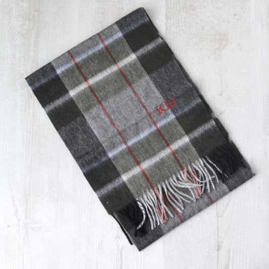 Personalised Embroidered Men's Tartan Scarf