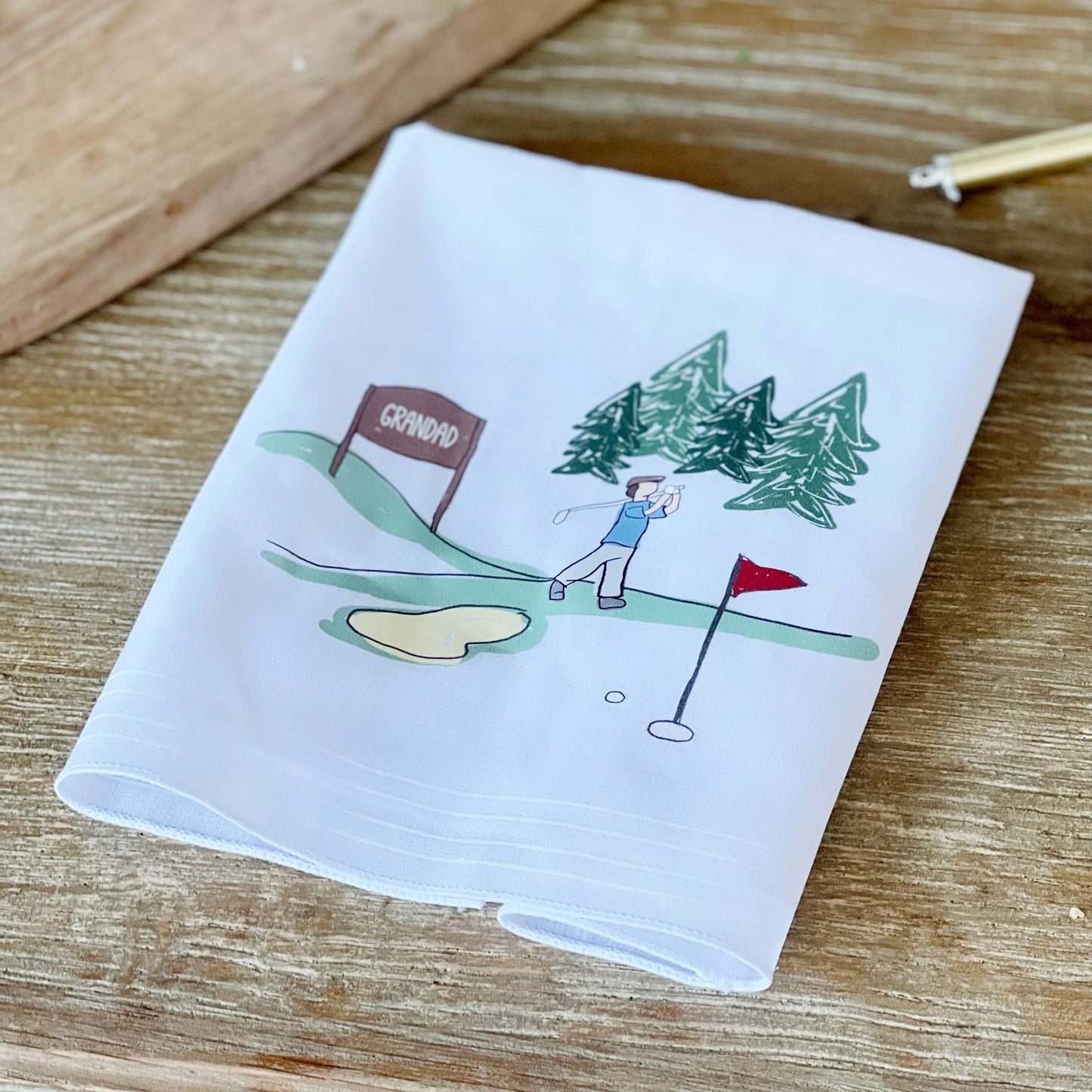 Personalised Golf Scene Handkerchief