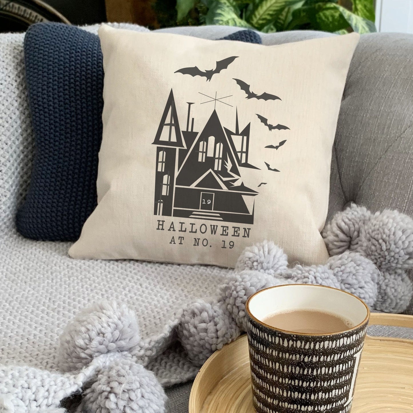 Halloween House Number Personalised Cushion
