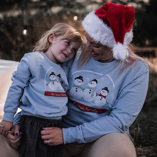 Personalised Family Twinning Snowman Jumper