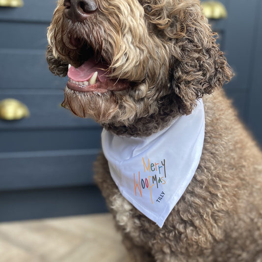 Personalised Merry Woofmas Pet Bandana