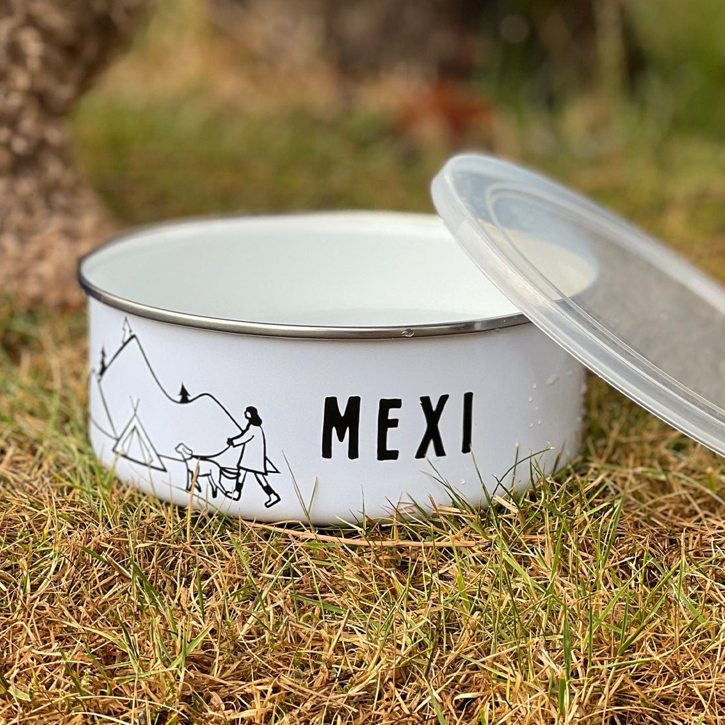 Personalised Camping Dog Bowl With Lid