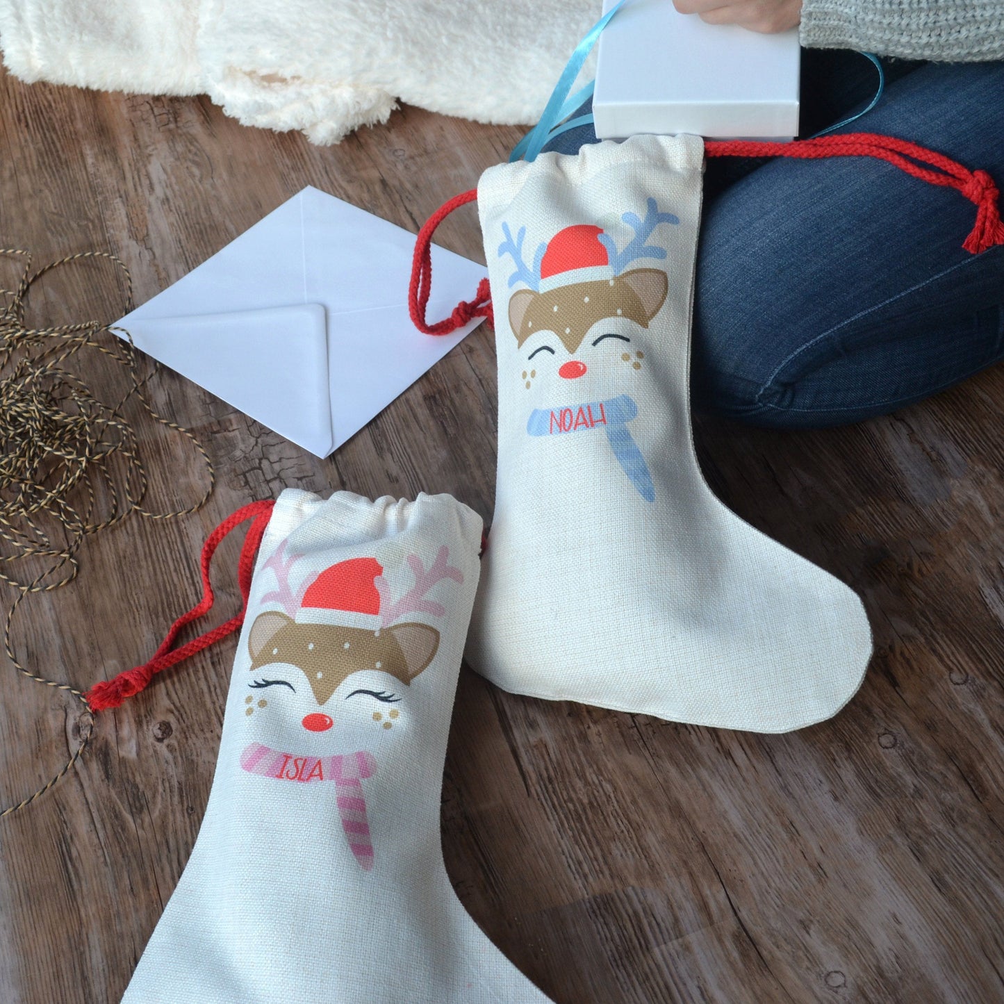 Personalised Cute Reindeer Stocking