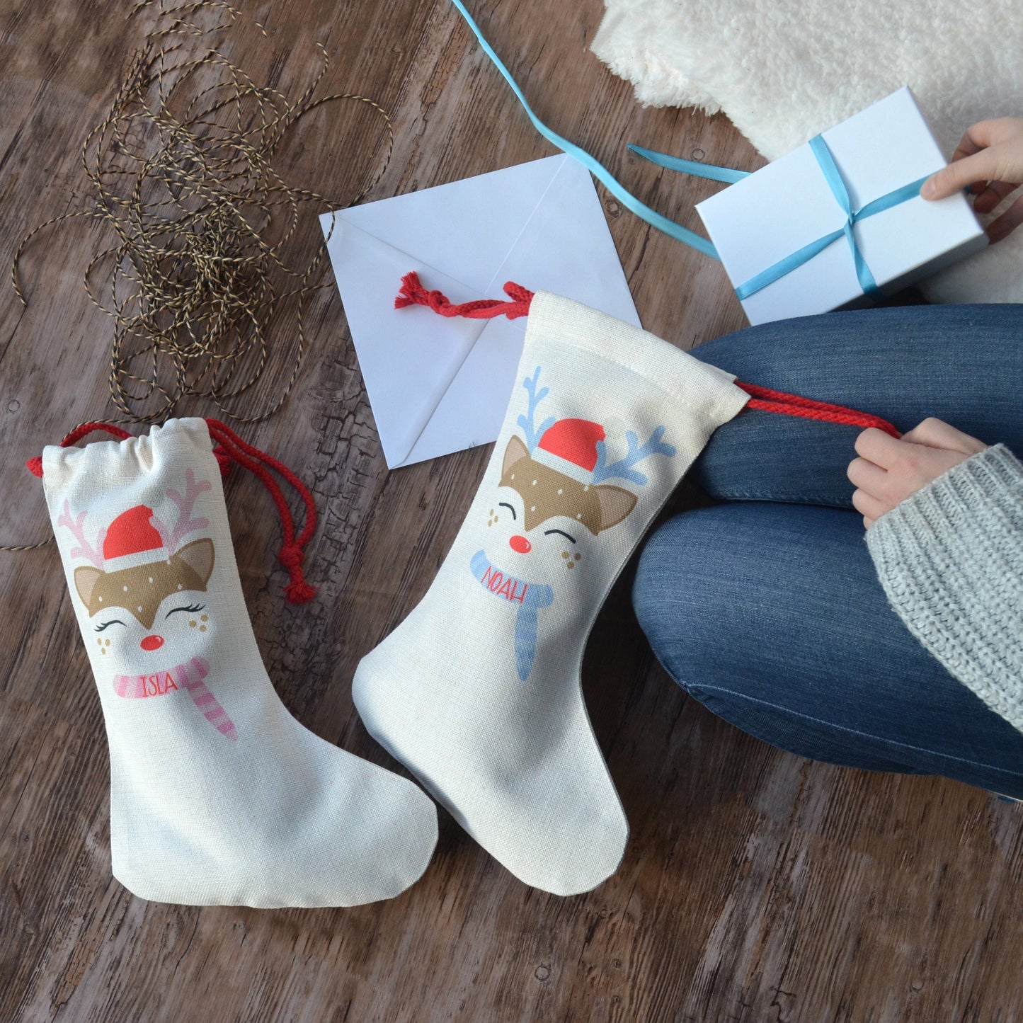 Personalised Cute Reindeer Stocking