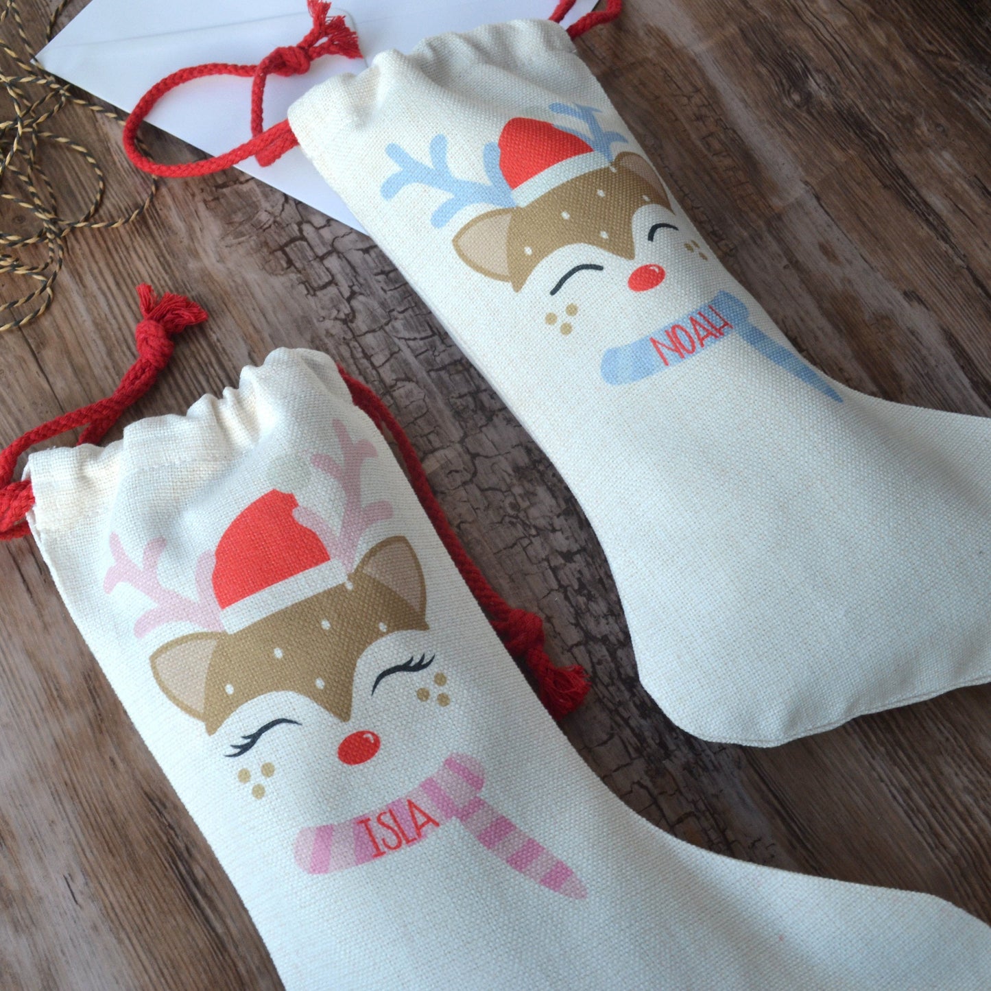 Personalised Cute Reindeer Stocking