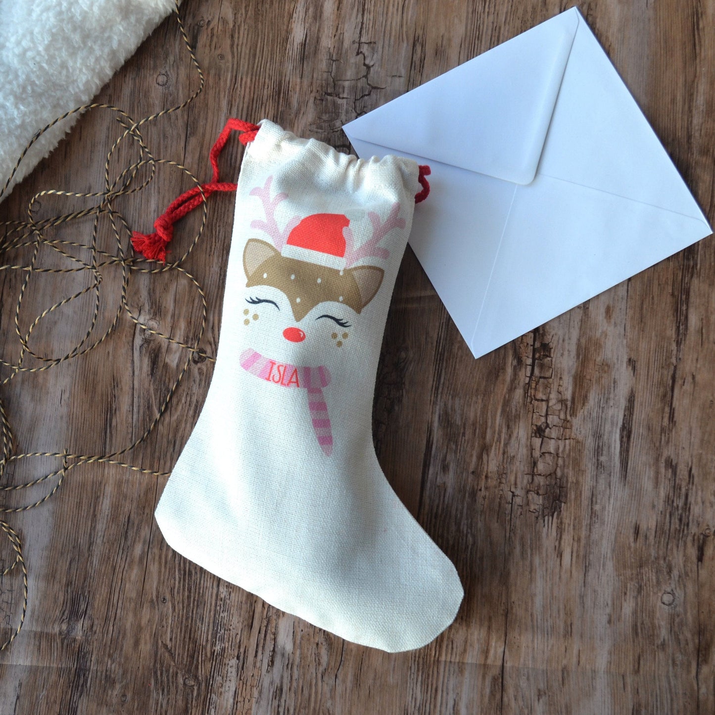 Personalised Cute Reindeer Stocking