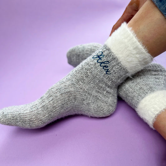 Embroidered Cosy Cuff Socks
