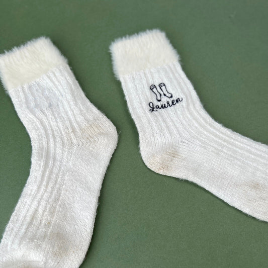 Embroidered Icon Cosy Cuff Socks