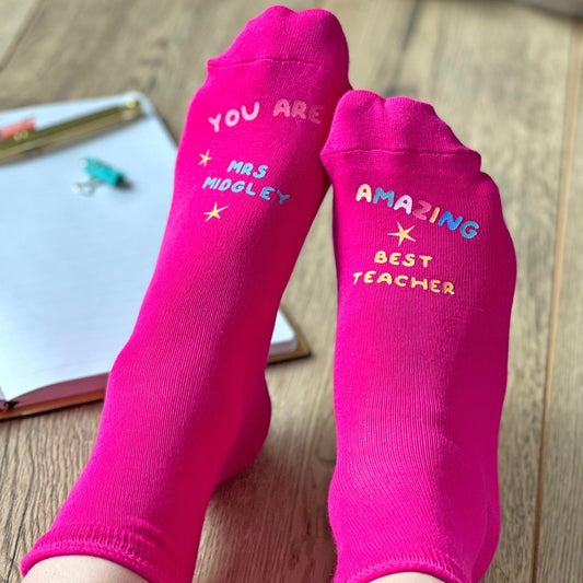 Personalised Amazing Teacher Rainbow Socks