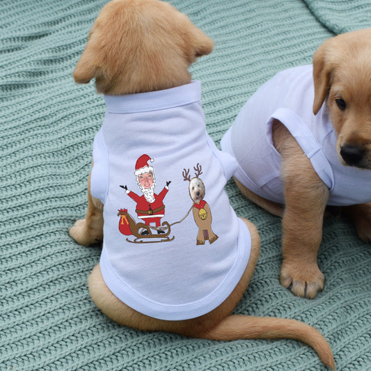 Personalised Santa & Reindeer Photo Dog T-Shirt