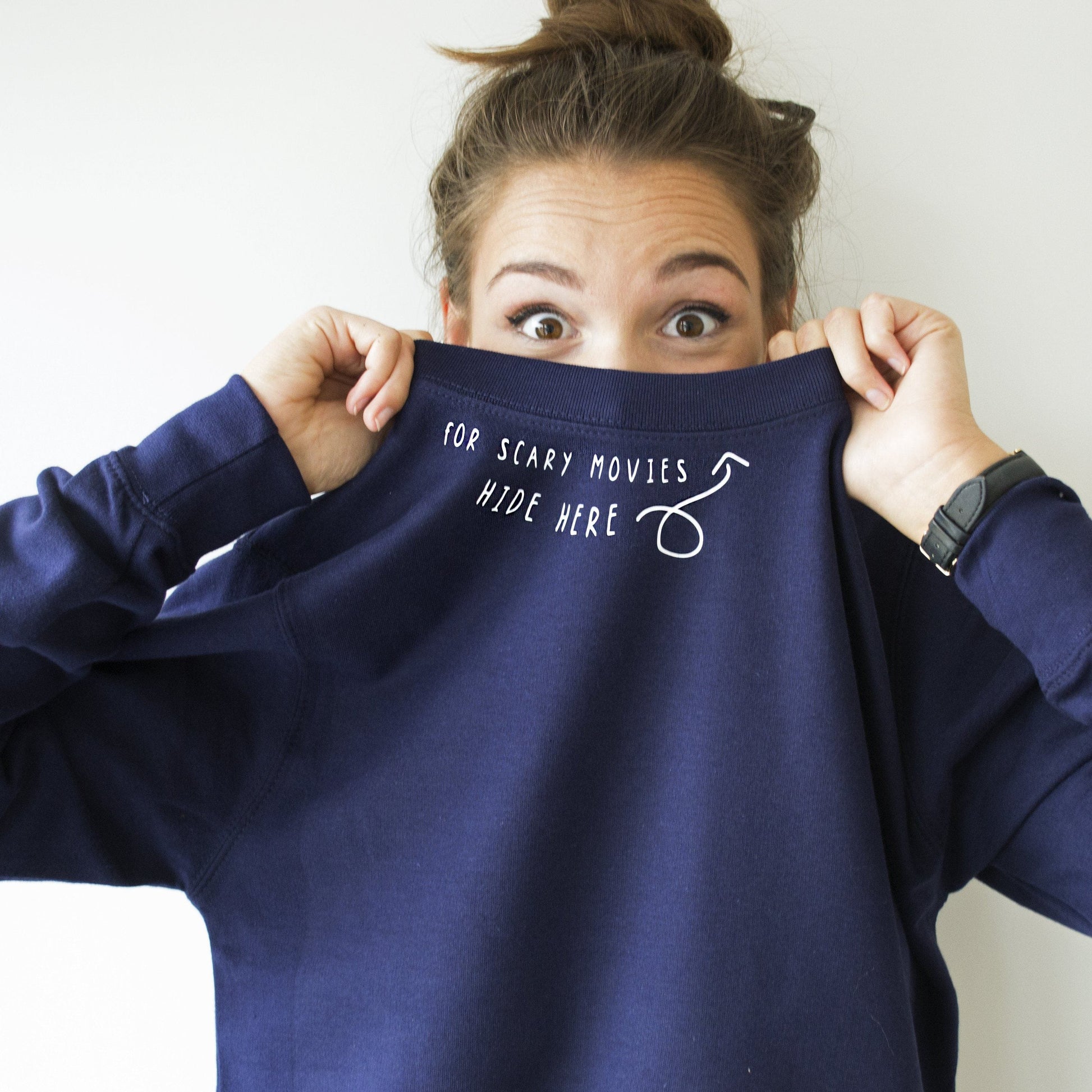 'For Scary Movies Hide Here' Halloween Jumper, Jumper, - ALPHS 
