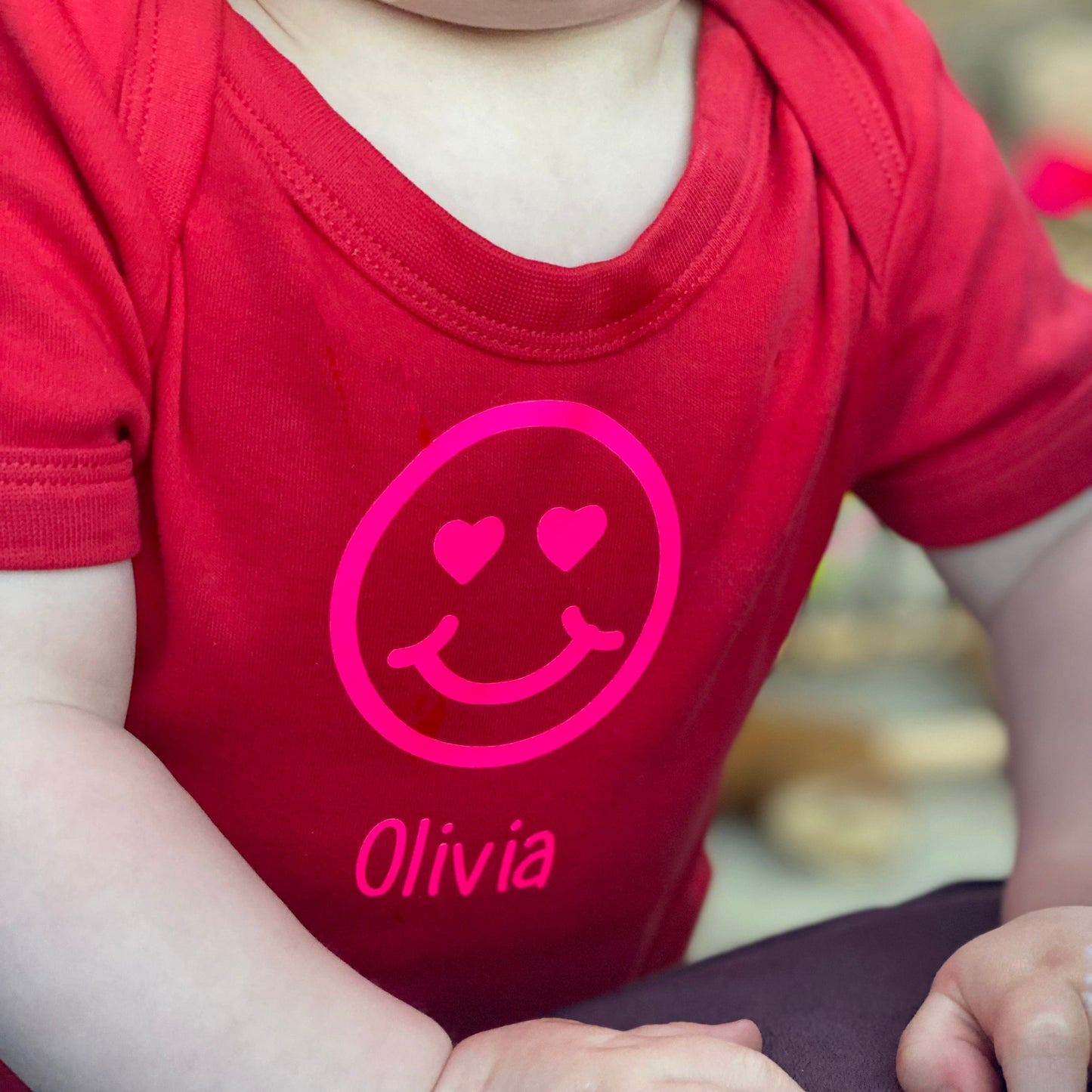 Neon Smiley Face Personalised Babygrow