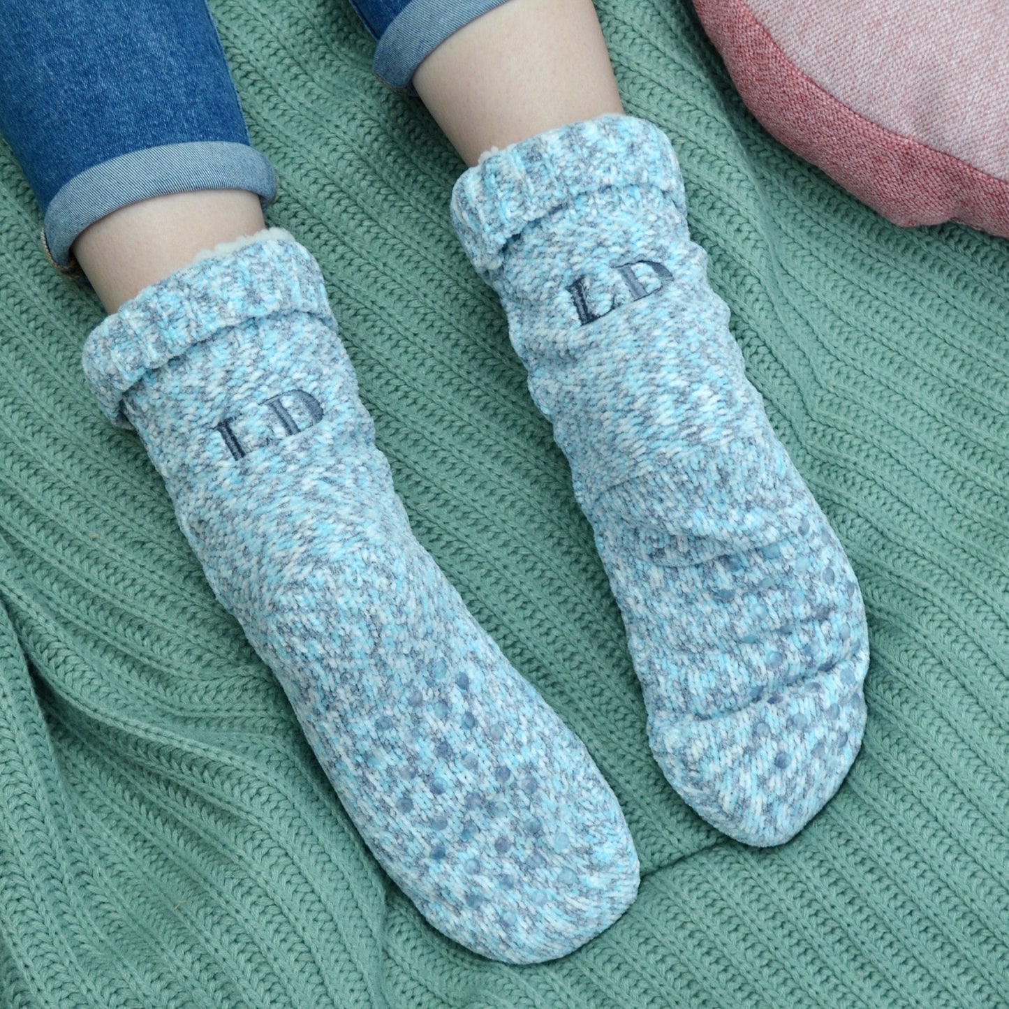 Embroidered Speckled Personalised Slipper Boots