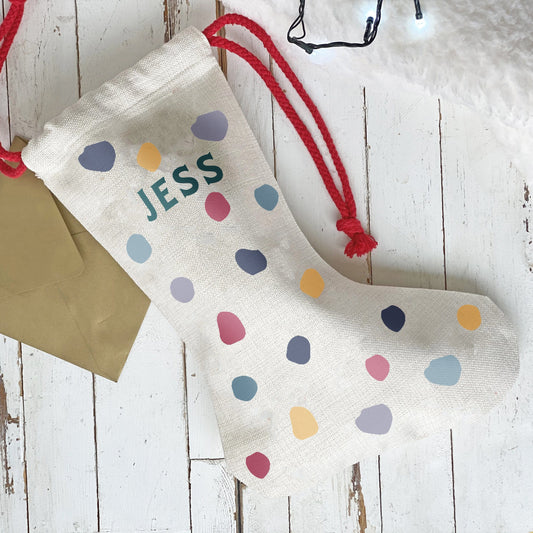Spotty Personalised Christmas Stocking