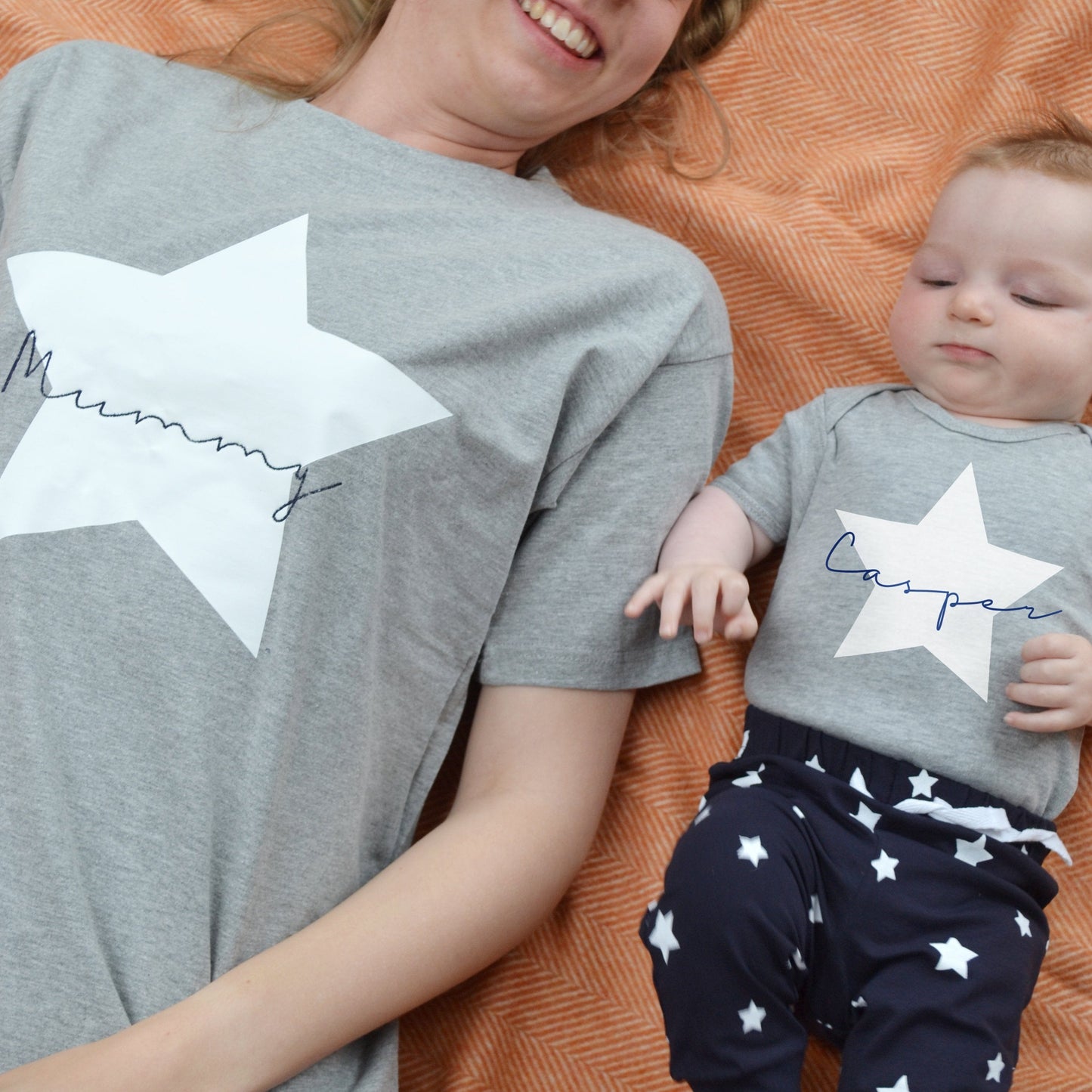 Personalised Star Baby Grow and Pyjama Bottoms