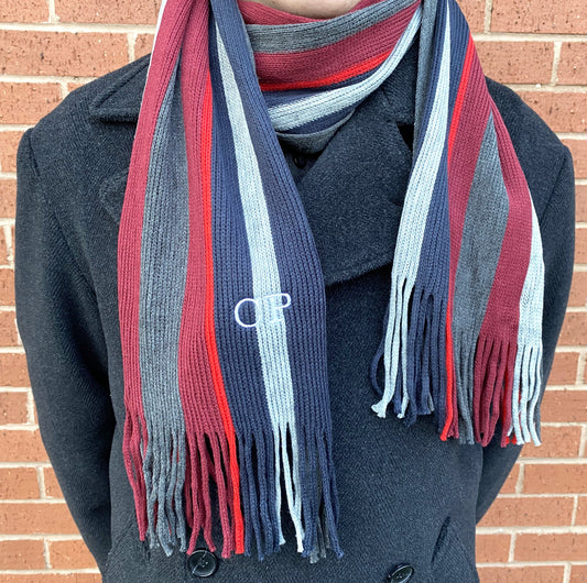 Men's Stripe Monogram Scarf