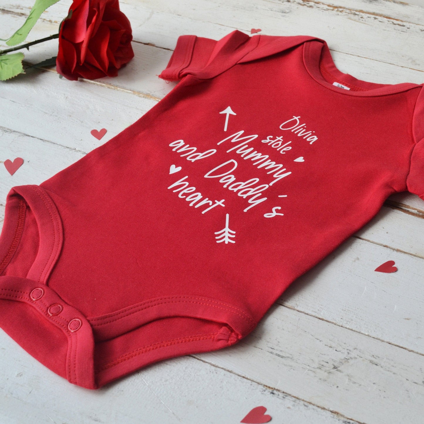 Personalised Valentine's Heart Baby Grow