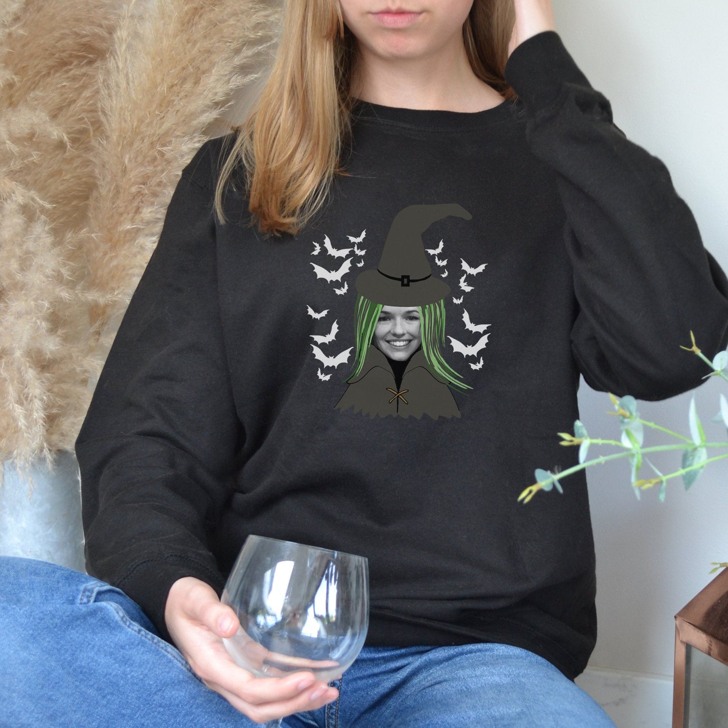 Personalised Witch Face Photo Halloween Jumper