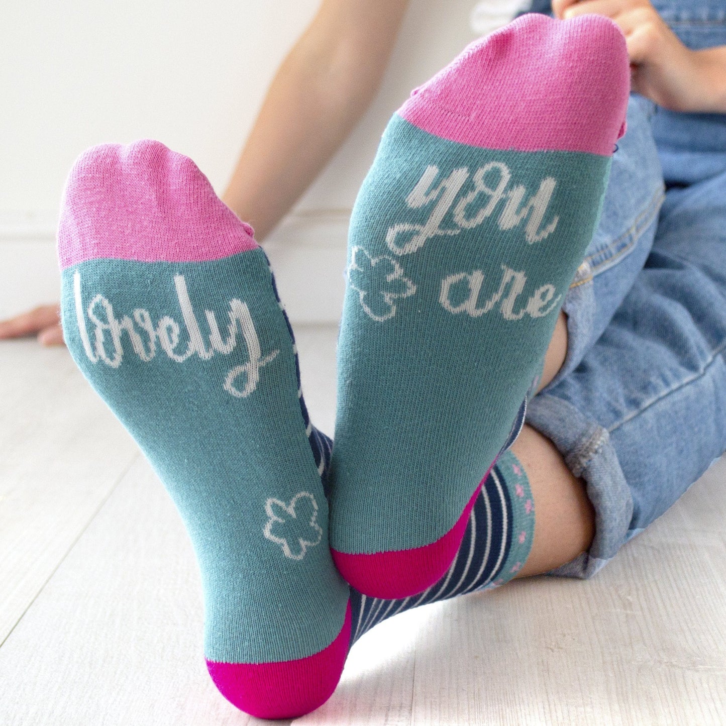 You Are Lovely Patterned Slogan Socks, Socks, - ALPHS 