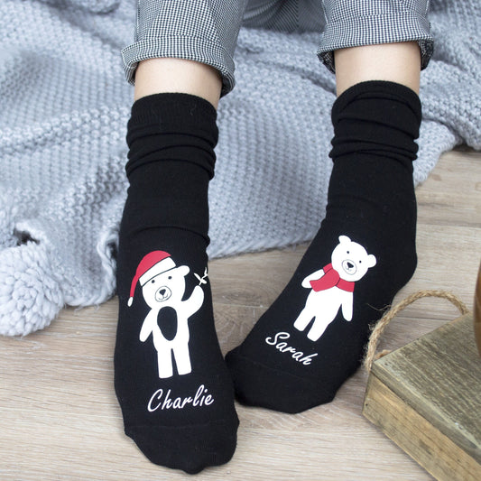 Personalised Bears And Mistletoe Socks, Socks, - ALPHS 