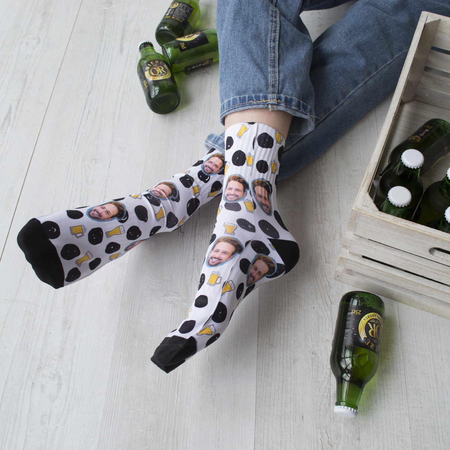 Personalised Beer Face Photo Socks, socks, - ALPHS 