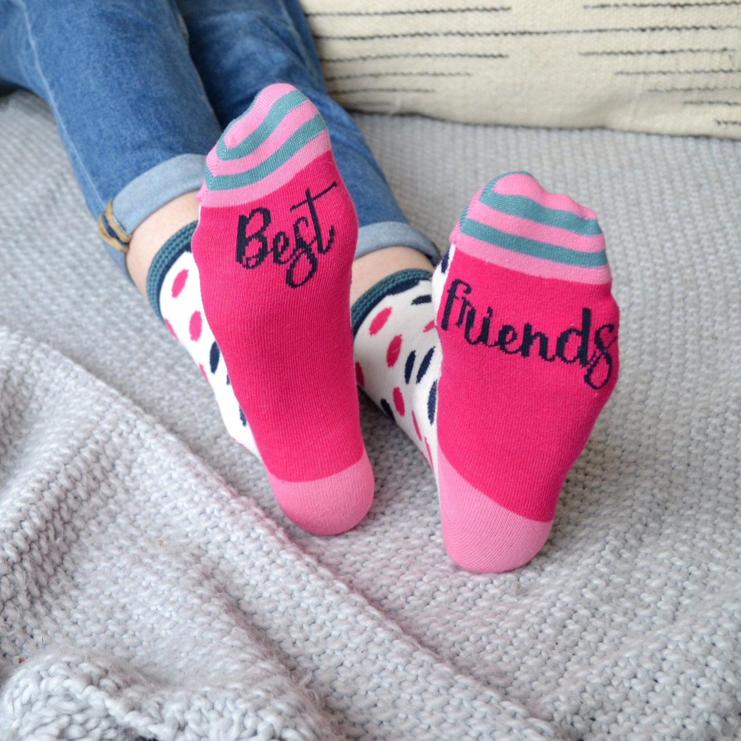Best Friends Patterned Slogan Socks