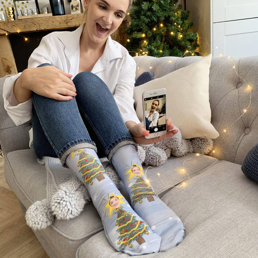 Personalised Christmas Tree Photo Socks, Photo Socks, - ALPHS 