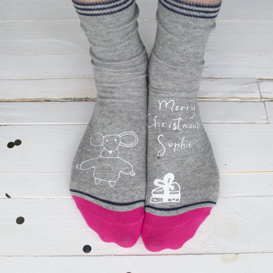 Merry Christmouse Cheese Socks, Socks, - ALPHS 