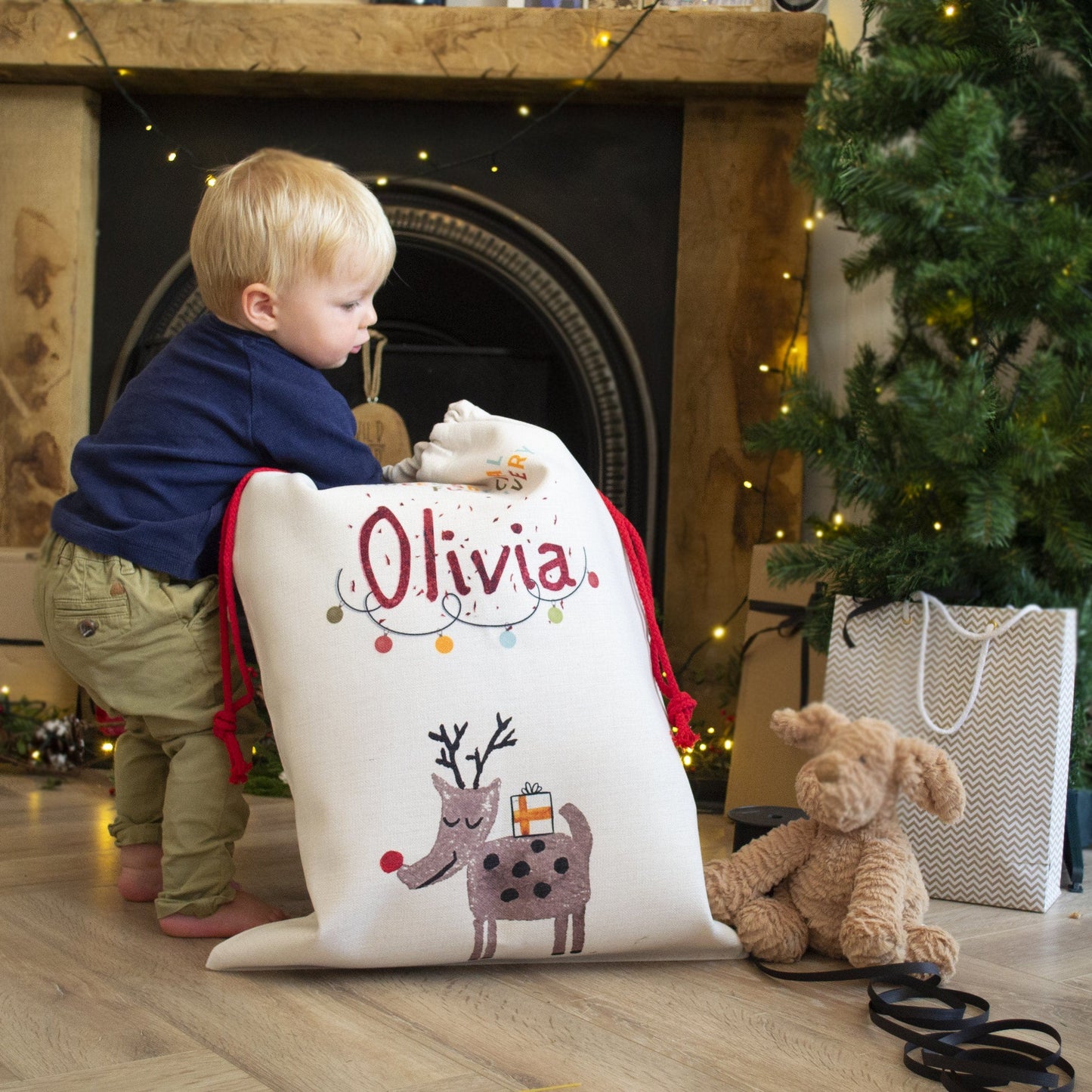 Personalised Country Canvas Reindeer Sack, sacks, - ALPHS 