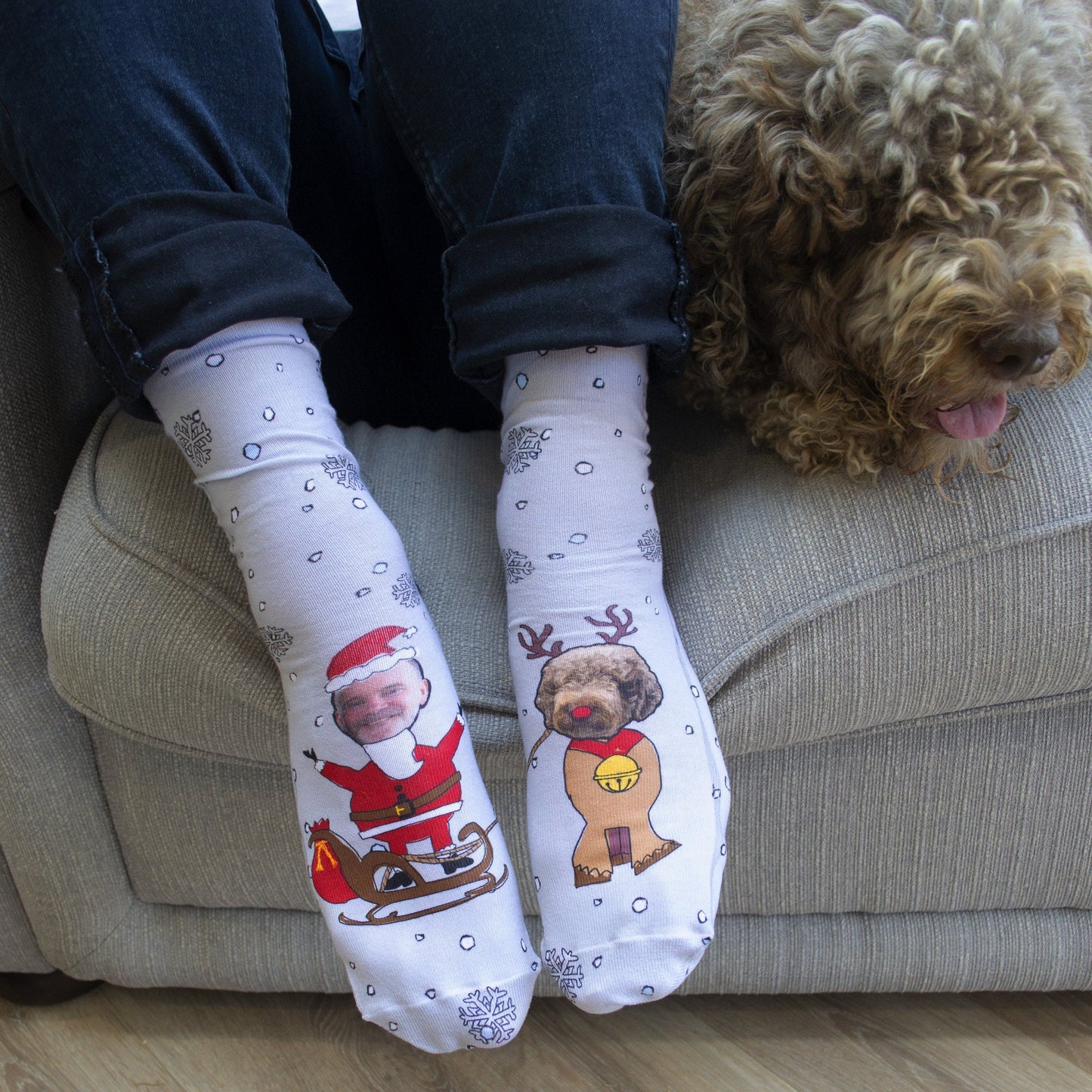 Personalised Dog And Owner Christmas Socks, Photo Socks, - ALPHS 
