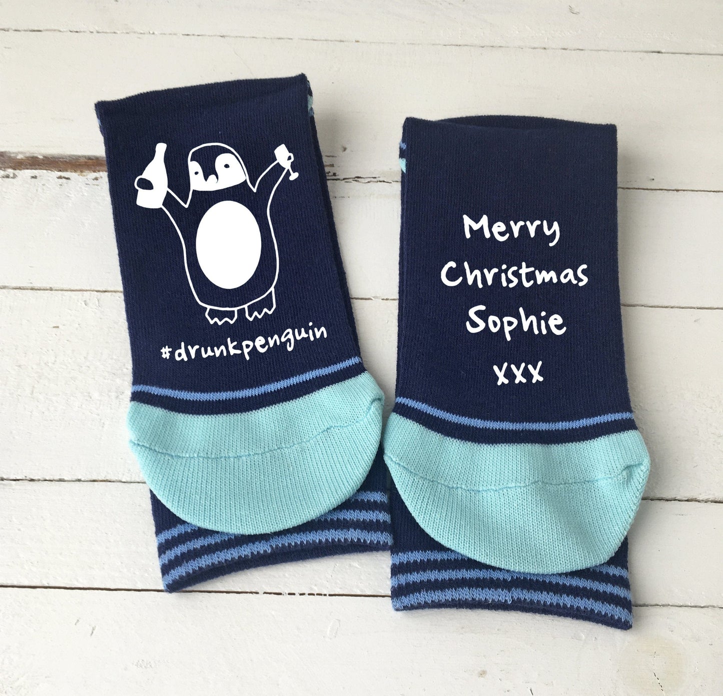 Personalised Christmas Penguin Socks, Socks, - ALPHS 