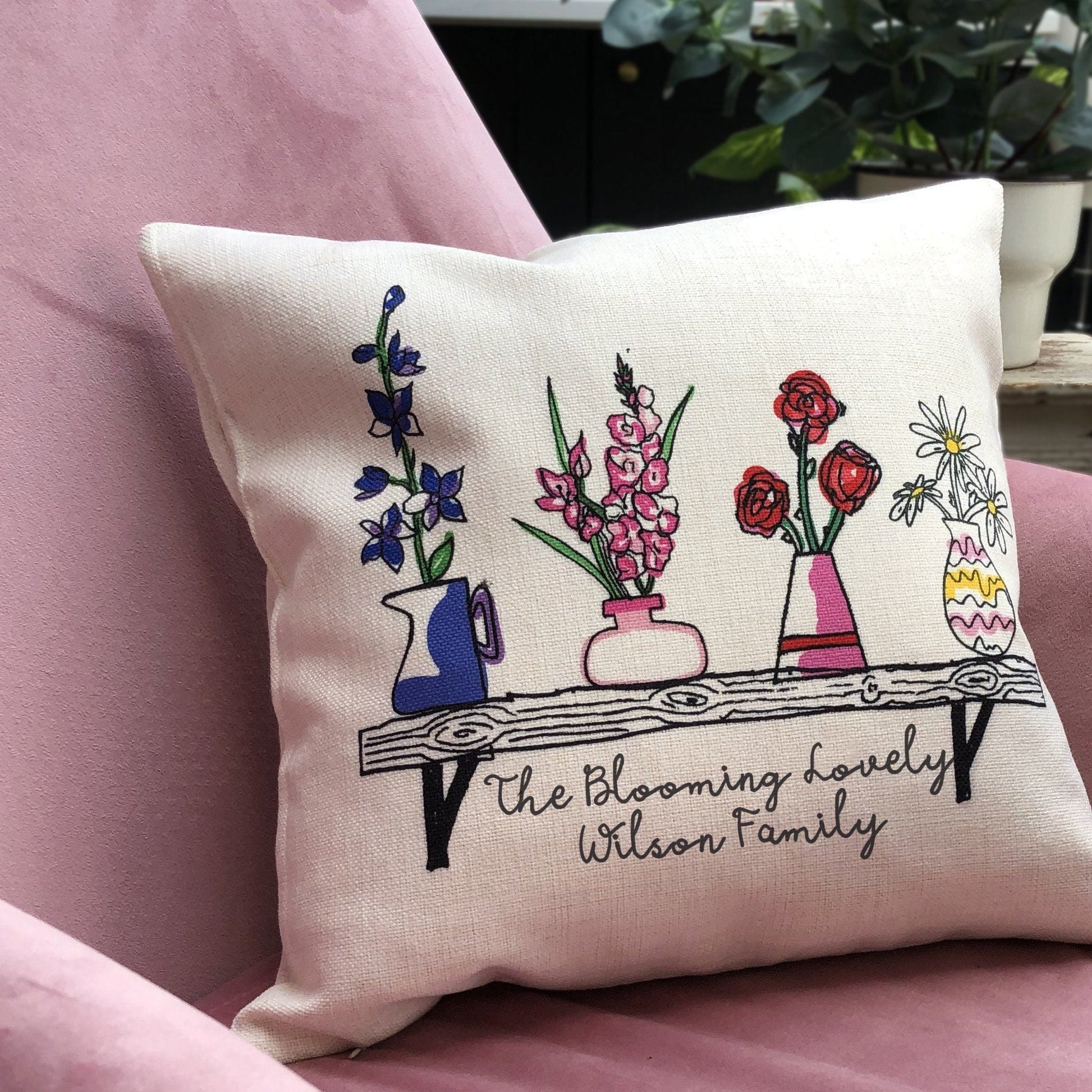 Personalised Family Birth Flower Cushion, cushion, - ALPHS 